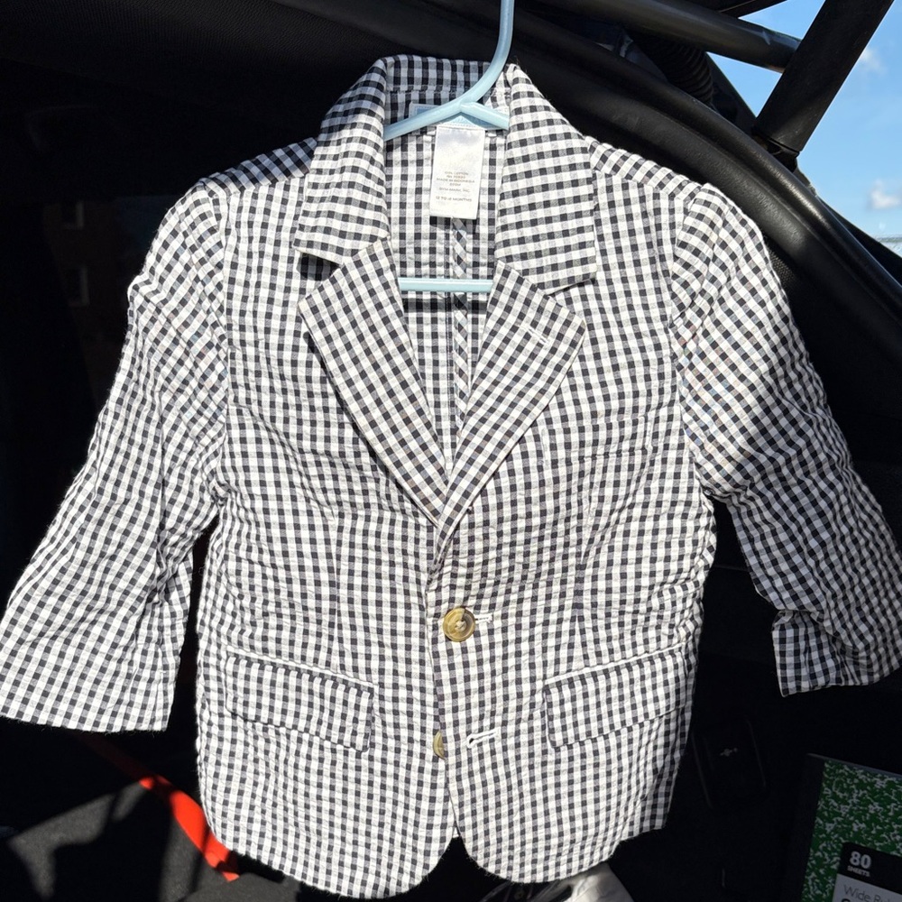 Janie and Jack Black and White Checkered Blazer